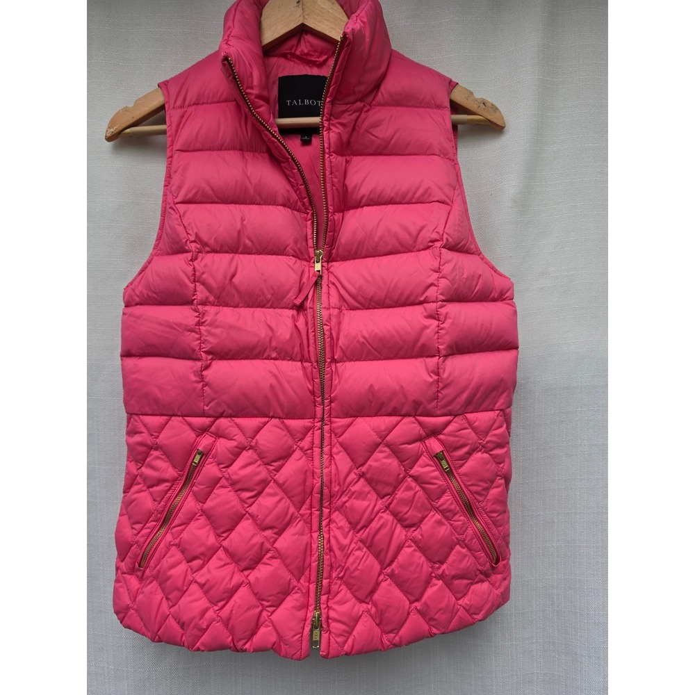 Talbots Pink Down Puffer Vest Mixed Quilted Sleeveless Jacket Small CA23147